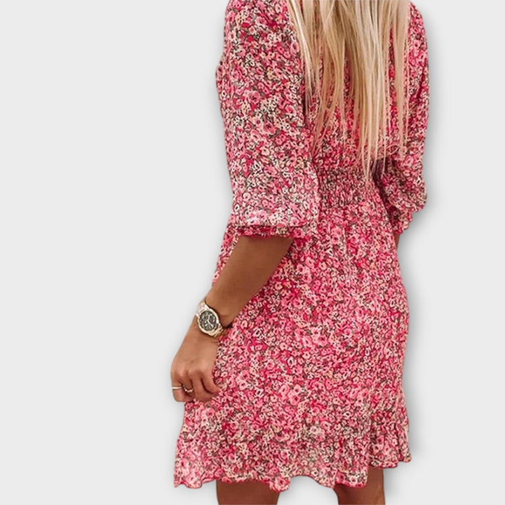 Linda™ | Bloemige Puff Mouw Jurk voor Vrouwen