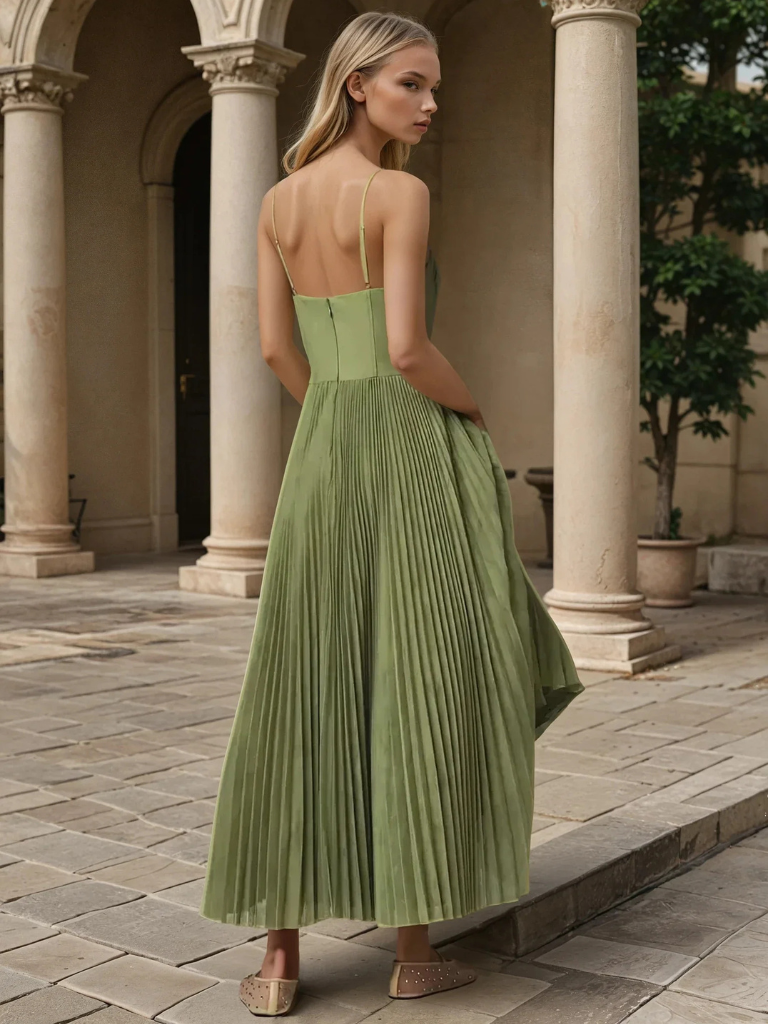 Sonya™ | Sculpted Pleated Maxi Jurk