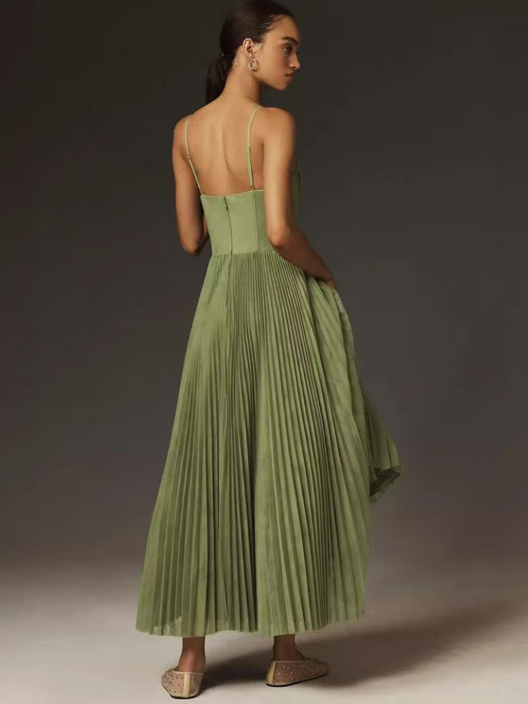 Sonya™ | Sculpted Pleated Maxi Jurk