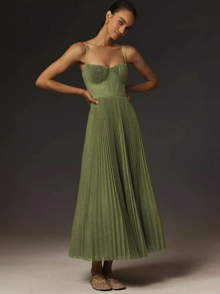 Sonya™ | Sculpted Pleated Maxi Jurk