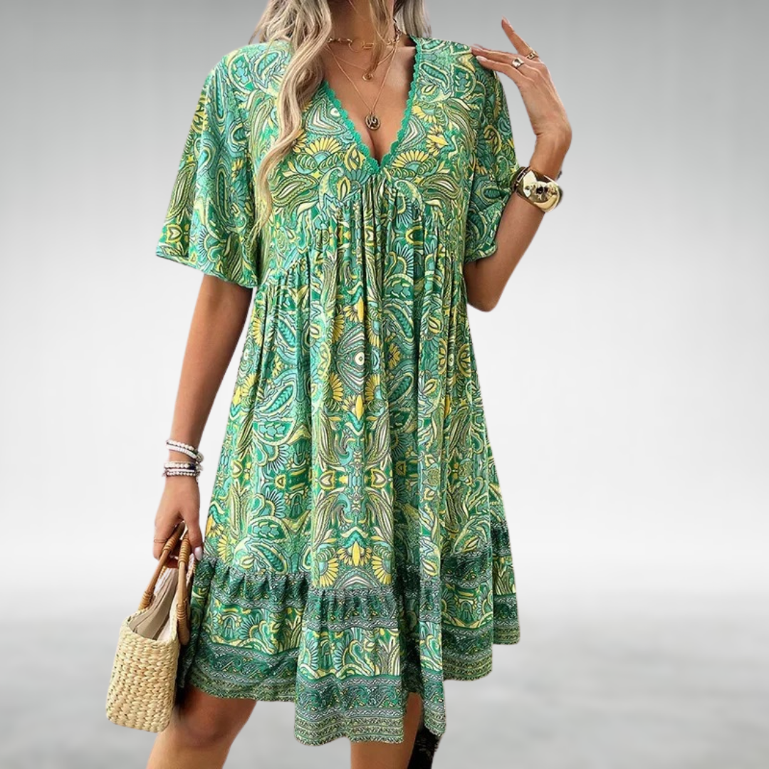 Laurel | Vrouwen Paisley Boho Mini Jurk Vakantie