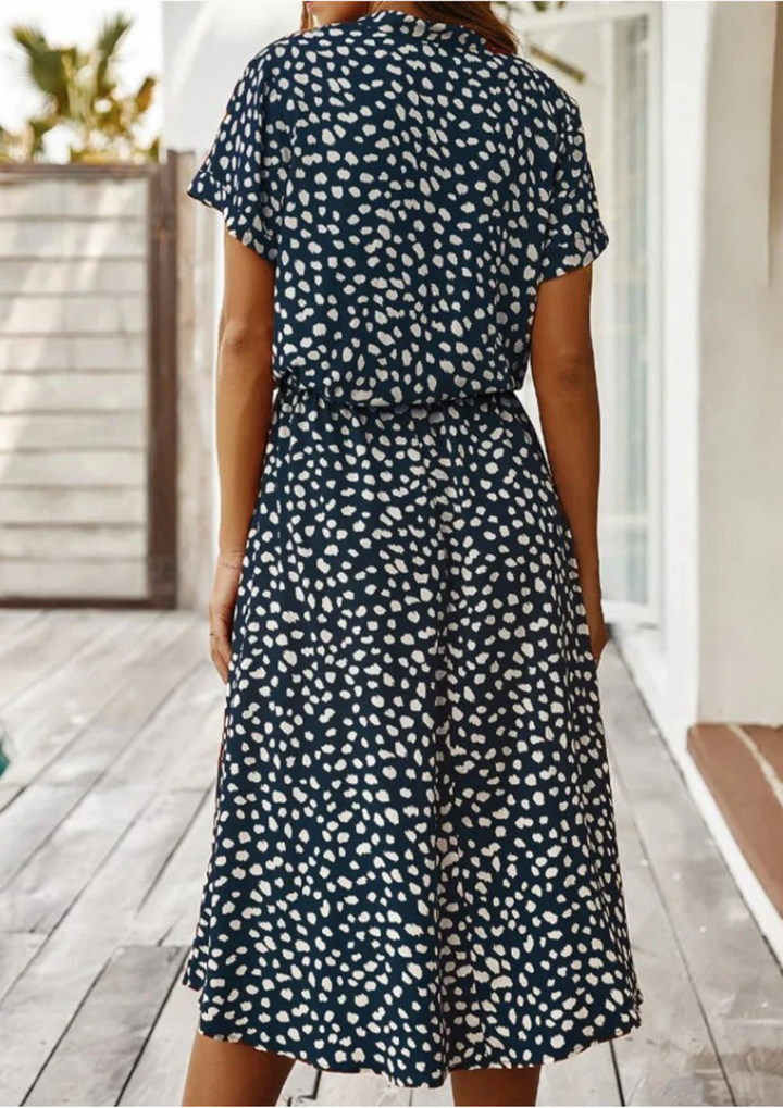 Sienna | Vrouwen Spotted Print Knop-Down Midi Jurk