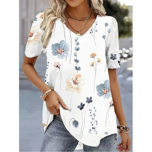 Jordan™ | Vrouwen Gestreepte V-Hals T-Shirt