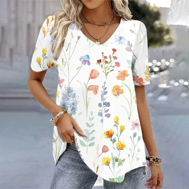 Jordan™ | Vrouwen Gestreepte V-Hals T-Shirt