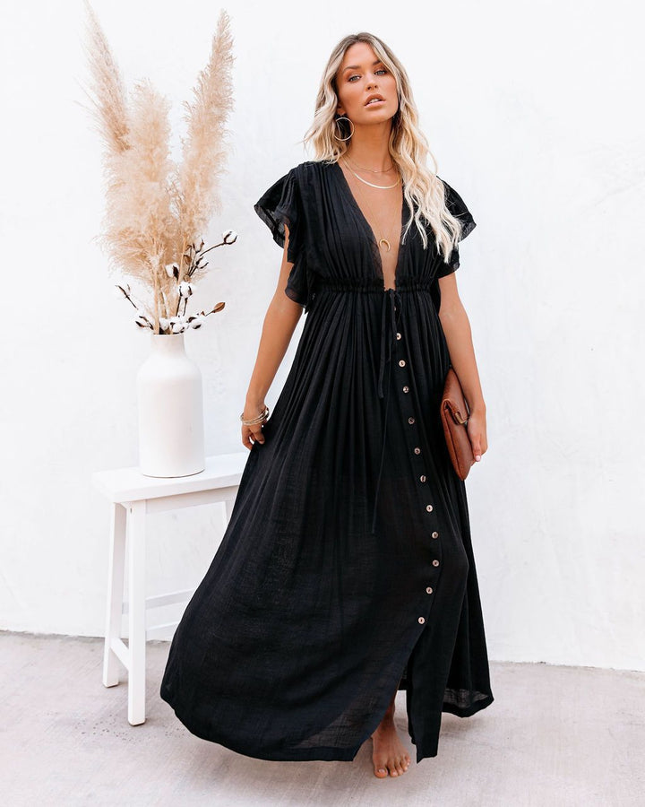 Annabelle | Dames Wrap V-Hals Boho Vloeiende Strandcover-up