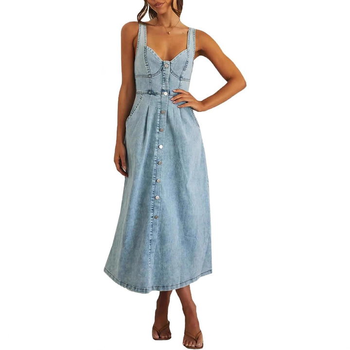 Cindy™ | Klassieke Mouwloze Denim Jurk met Knopen
