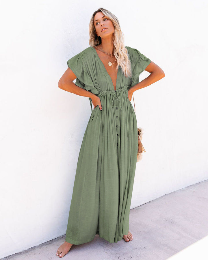 Annabelle | Dames Wrap V-Hals Boho Vloeiende Strandcover-up