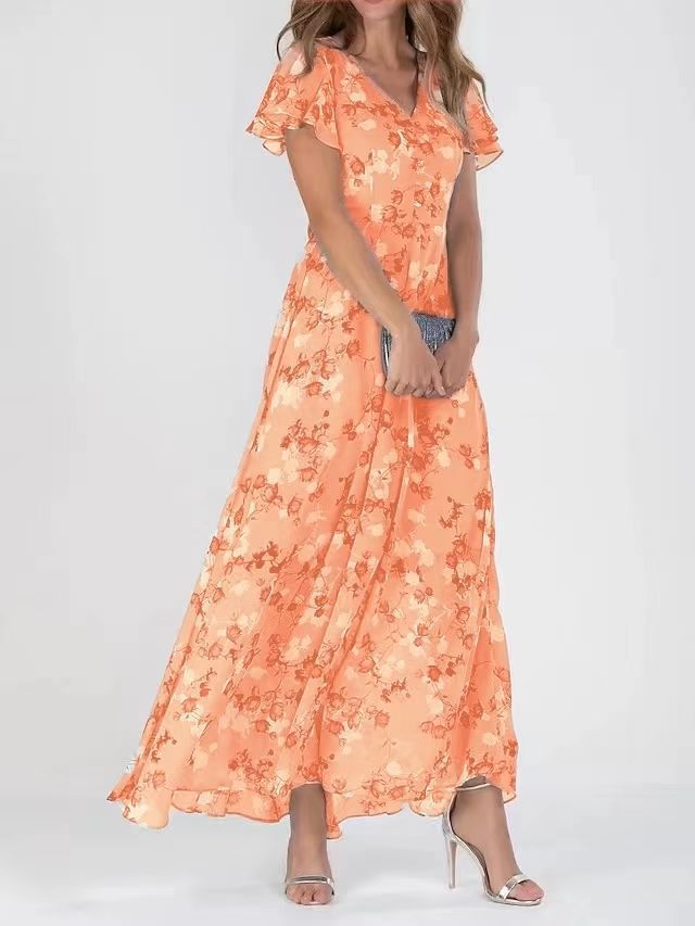 BRENDA™ – Vloeiende Bloemen Maxi Jurk