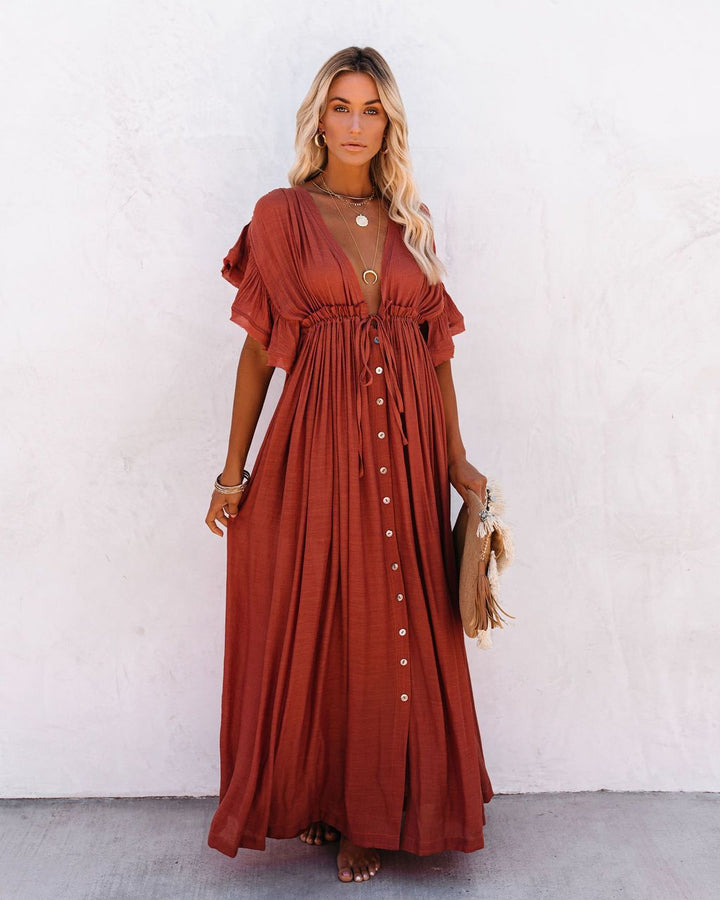Annabelle | Dames Wrap V-Hals Boho Vloeiende Strandcover-up