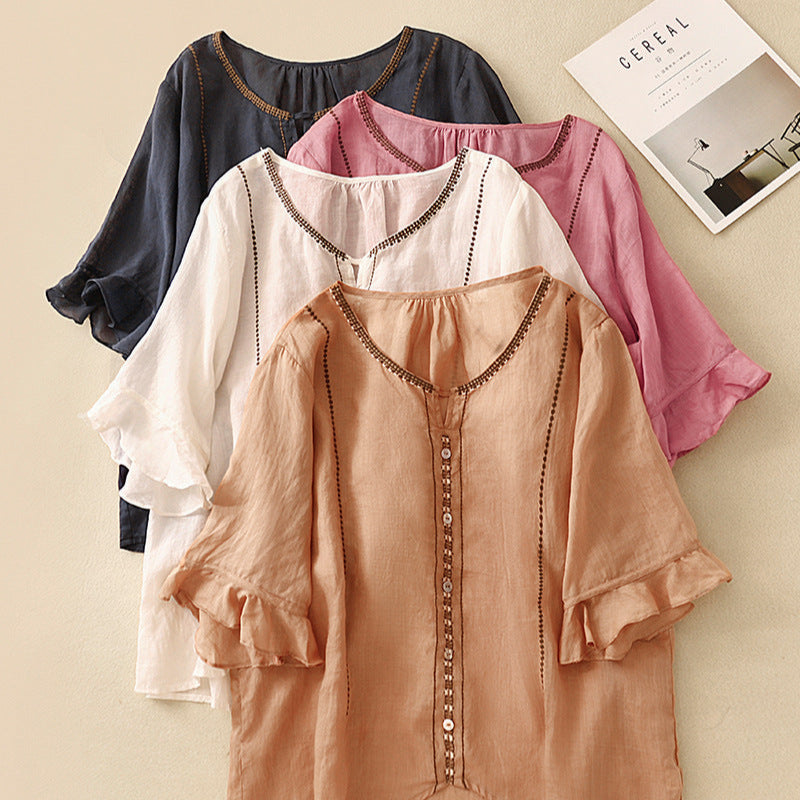 Gia™ | Blouse met Patroon en Rimpel Mouwen
