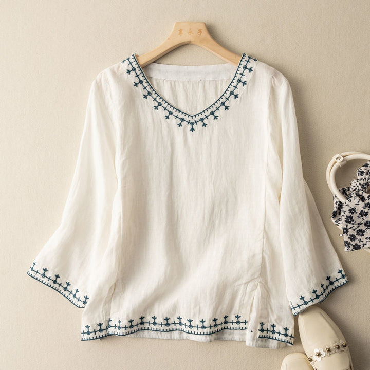 Mary™ | Patroon V-hals Blouse