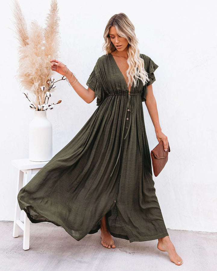 Annabelle | Dames Wrap V-Hals Boho Vloeiende Strandcover-up