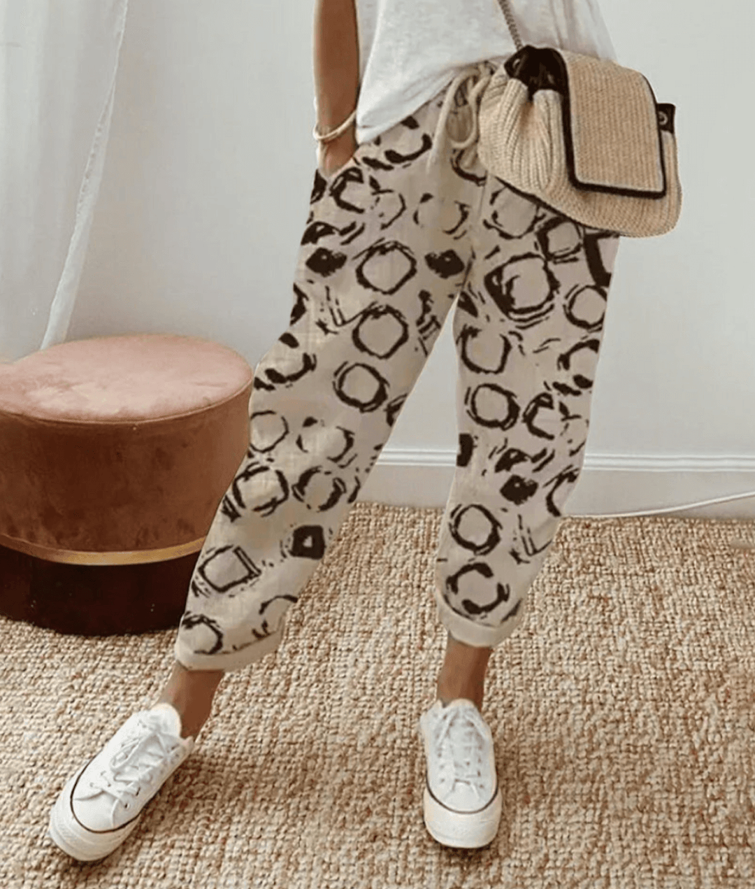 Elle™ | Flatterende Pasvorm & Comfortabele Tailleband Broek Met Print