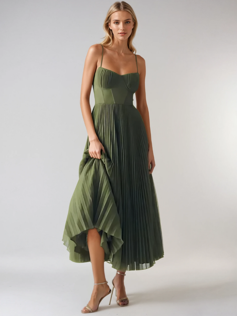 Sonya™ | Sculpted Pleated Maxi Jurk