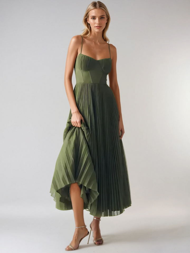 Sonya™ | Sculpted Pleated Maxi Jurk
