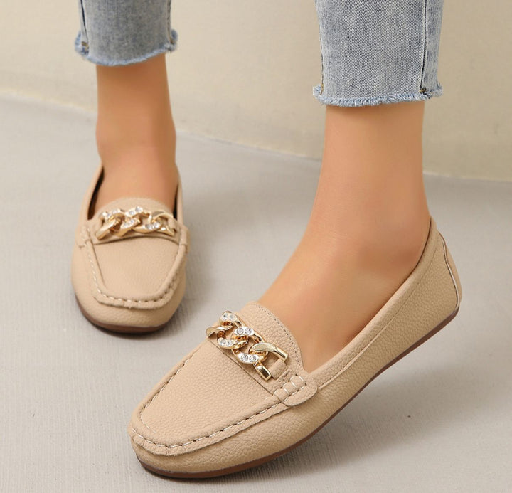 Eden - Platte Diamant Gesp Loafers