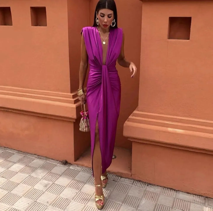 Amelia™ | Zachte Plissé Midi-jurk