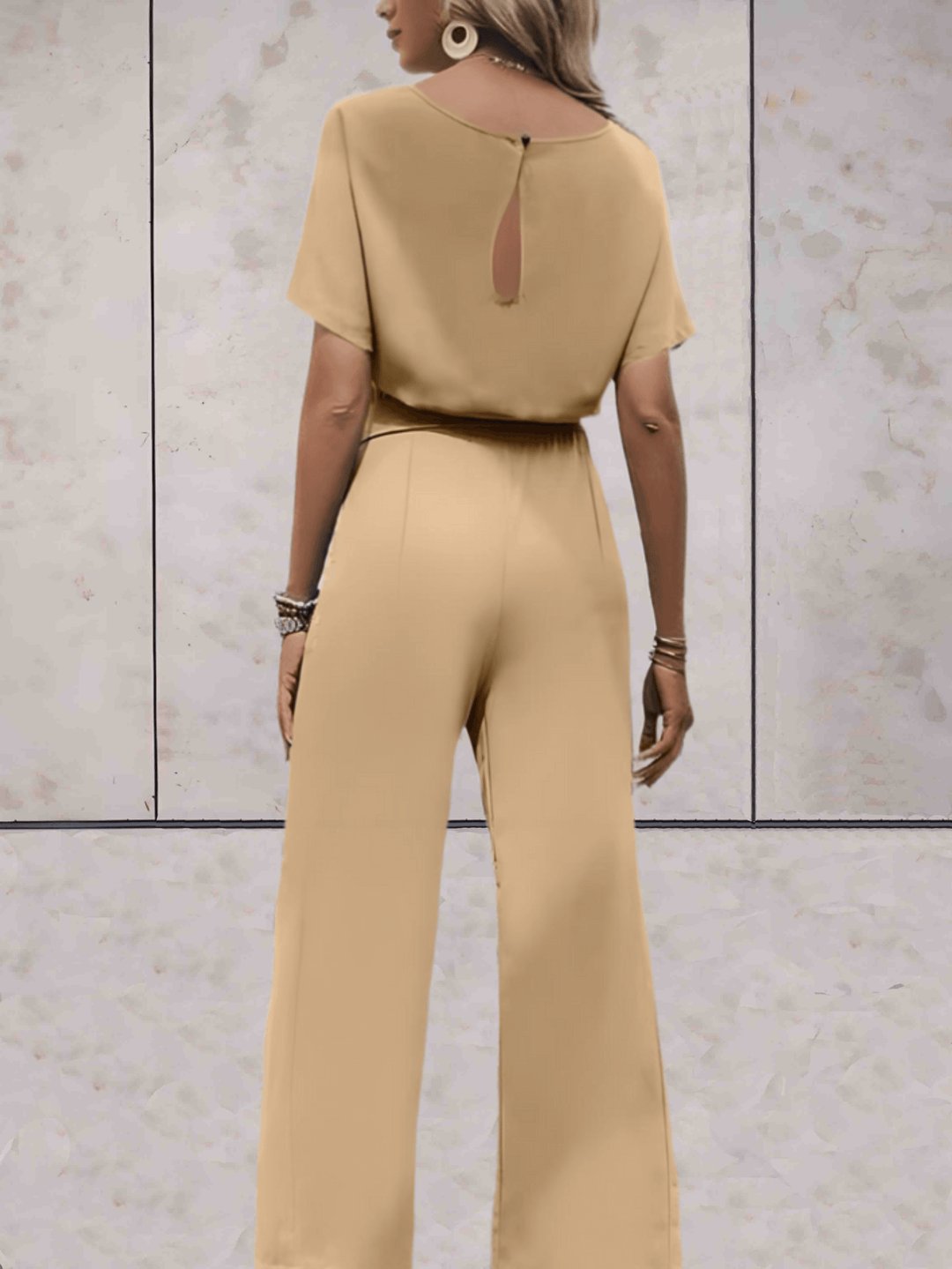 Cali | Dames Twee Delige Set Korte Mouwen Top Brede Pijpen Broek