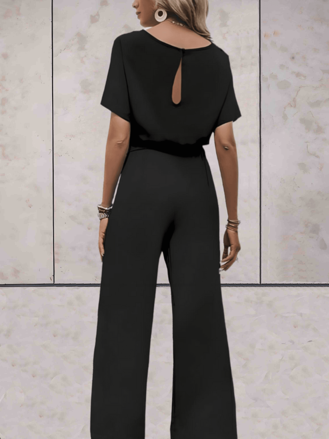 Cali | Dames Twee Delige Set Korte Mouwen Top Brede Pijpen Broek