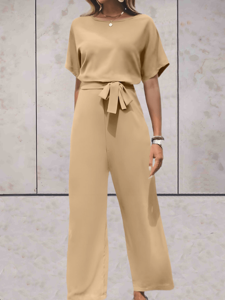 Cali | Dames Twee Delige Set Korte Mouwen Top Brede Pijpen Broek