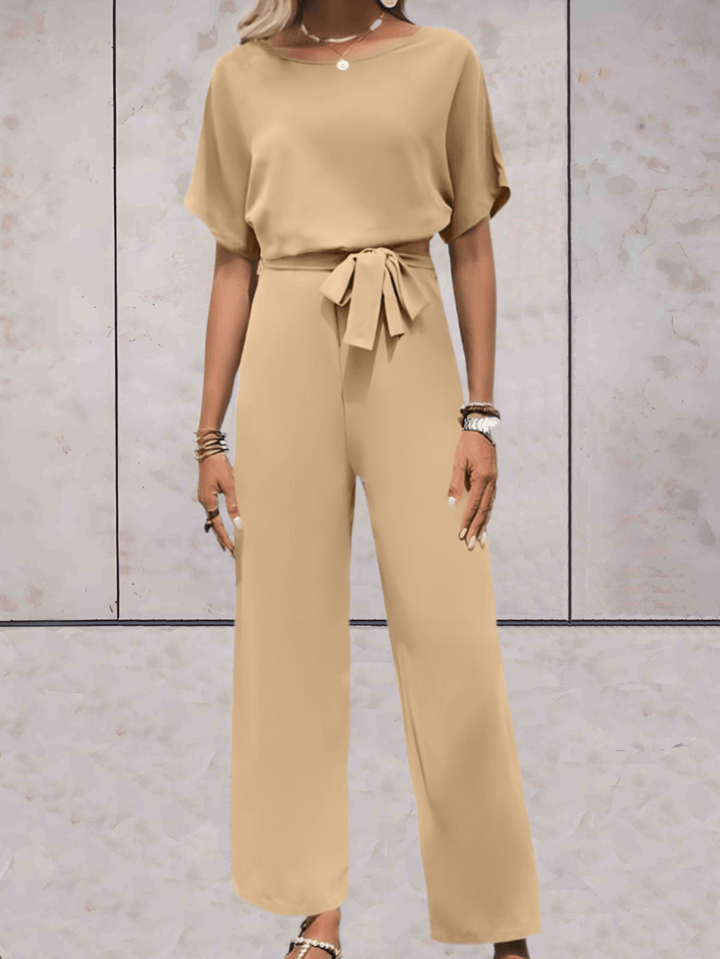 Cali | Dames Twee Delige Set Korte Mouwen Top Brede Pijpen Broek