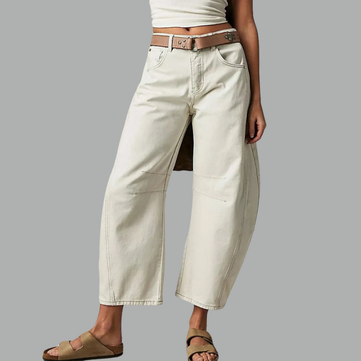 Barrel | Dames Hoge Taille Barrel Leg Jeans Relaxed Fit Denim