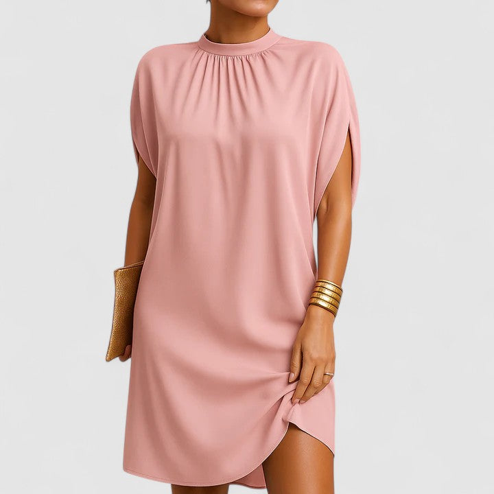 Rosie | Dames Midi Jurk met Hoge Hals en Split Mouwen