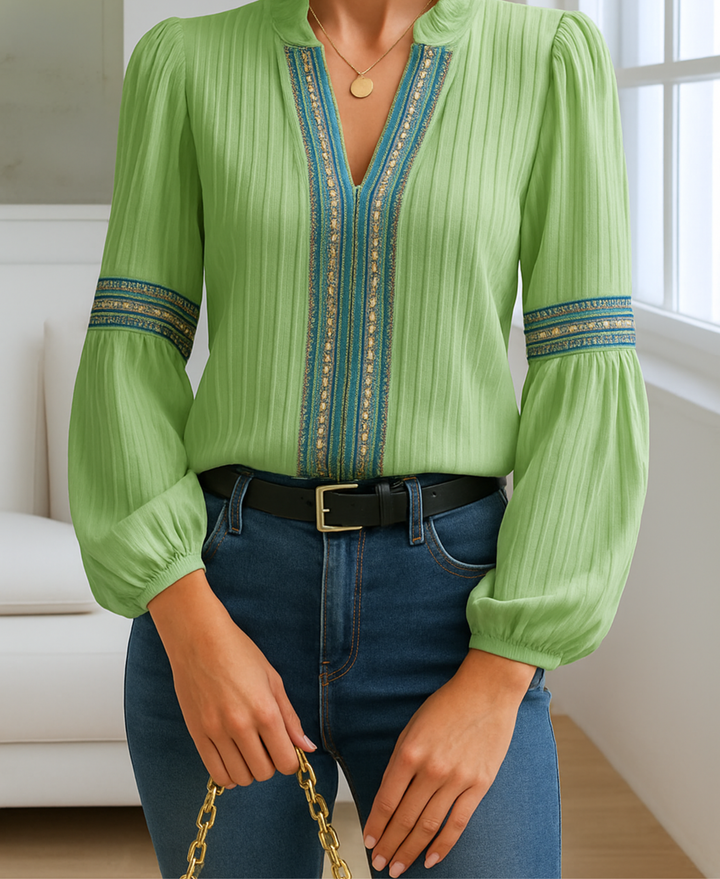 Monica™ | Vintage V-hals Blouse