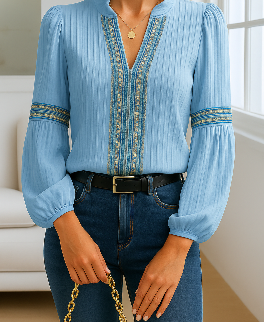 Monica™ | Vintage V-hals Blouse