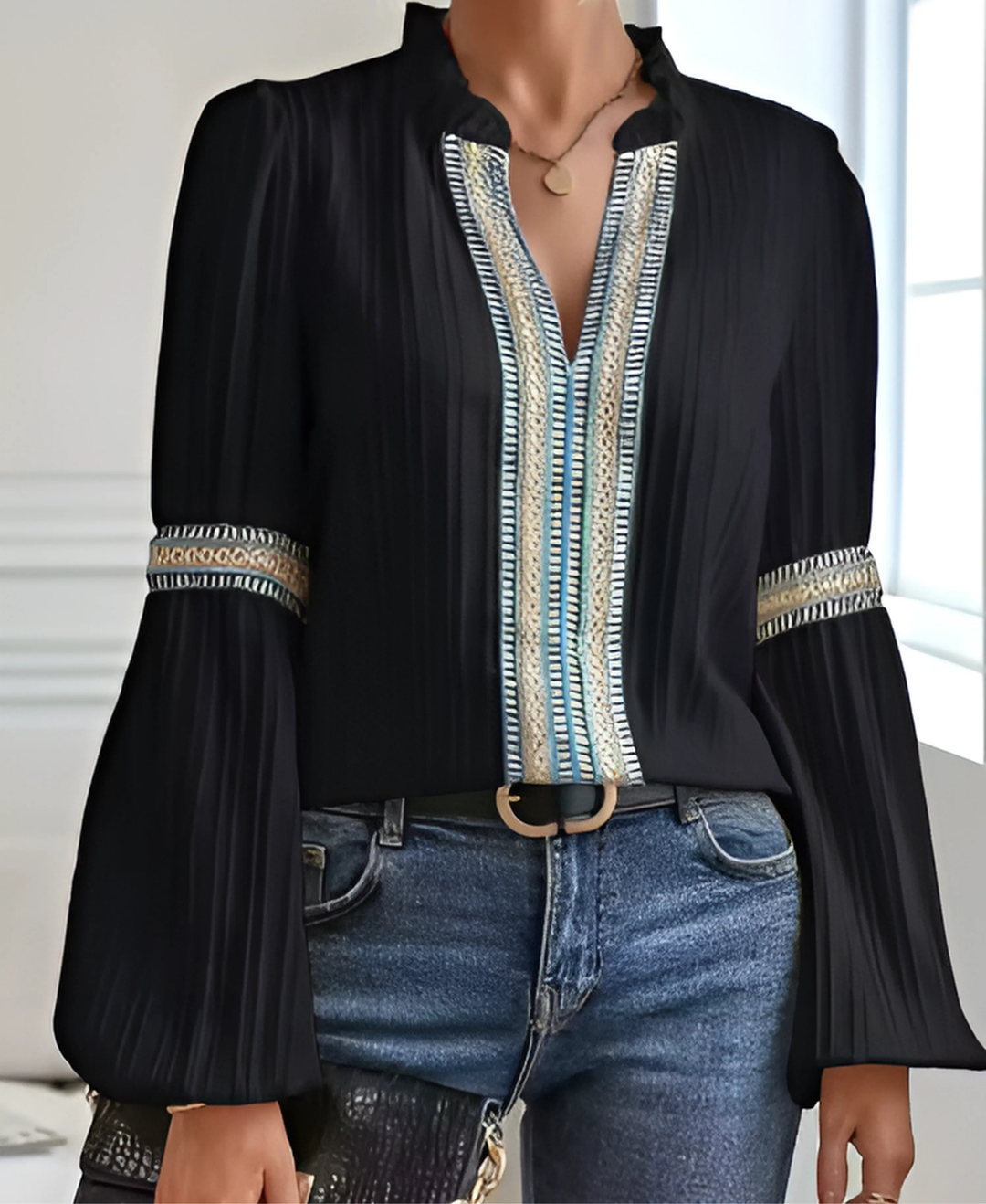 Monica™ | Vintage V-hals Blouse