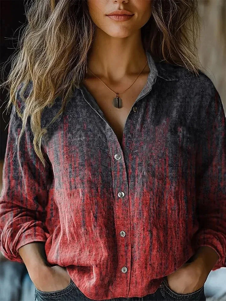 Herfst | Vrouwen Vintage Bloemenprint Lange Mouw Knopshirt