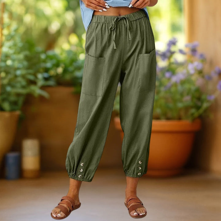 Aurelia | Linnen Wijde-Broek Cropped Trousers