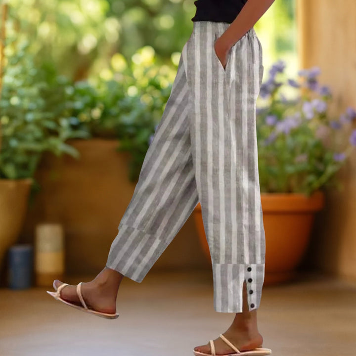 Sevilla | Stripe Split Wide-Leg Broek