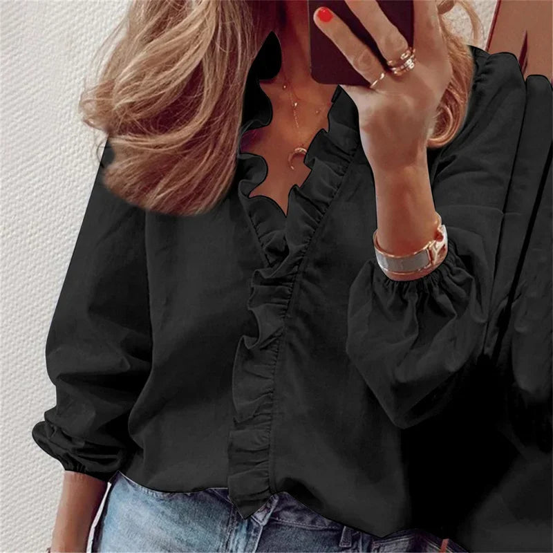 Enola™ | Vrouwelijke Blouse met Speelse Rimpels