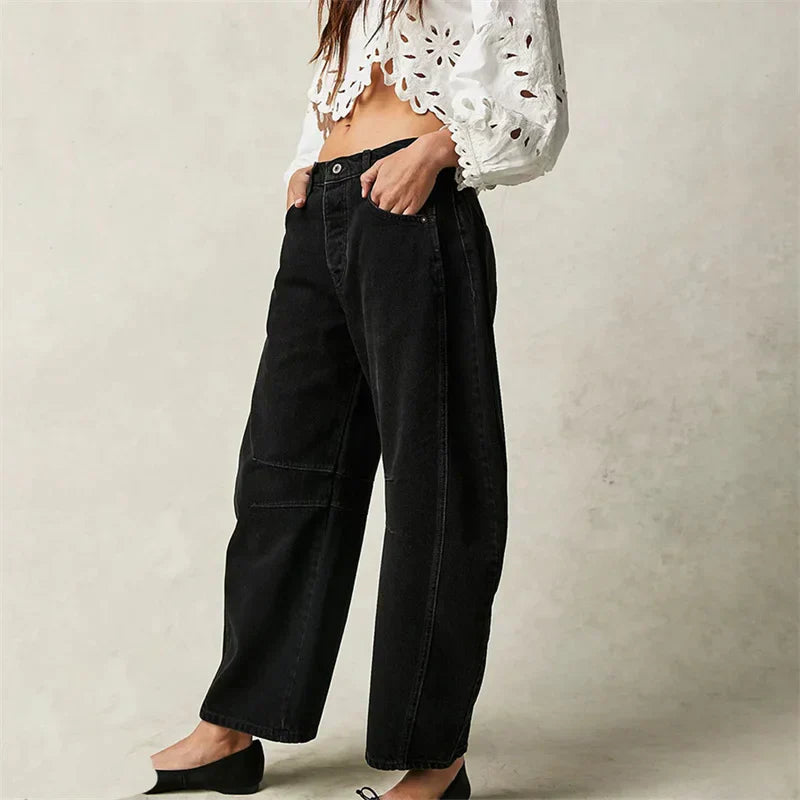 Barrel | Dames Hoge Taille Barrel Leg Jeans Relaxed Fit Denim