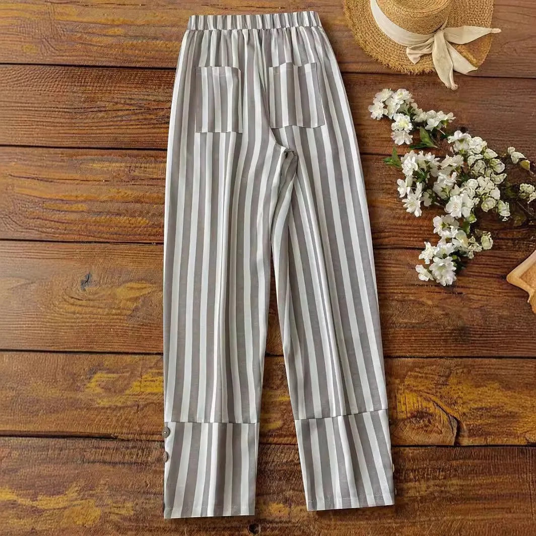 Sevilla | Stripe Split Wide-Leg Broek