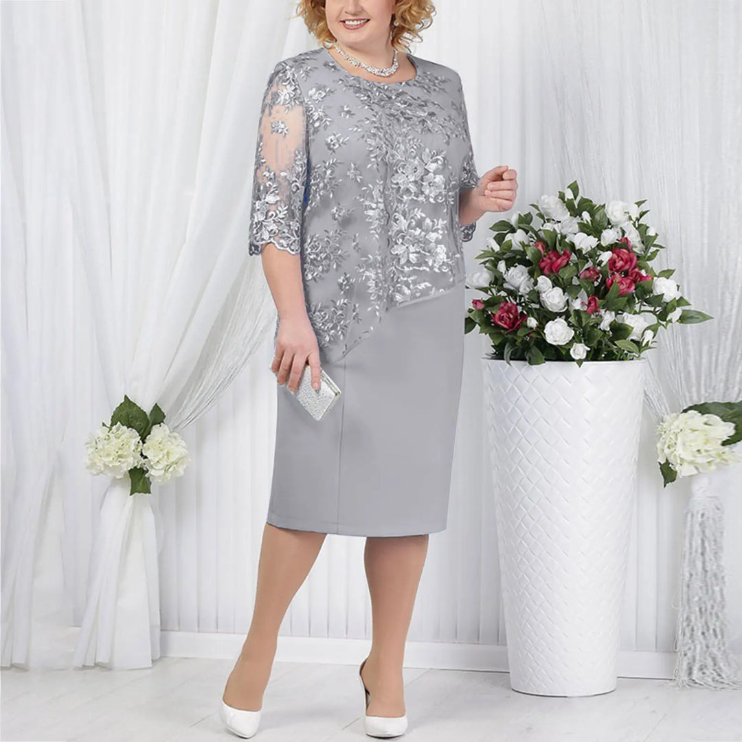 Frances™ | Midi-jurk met Korte Mouwen