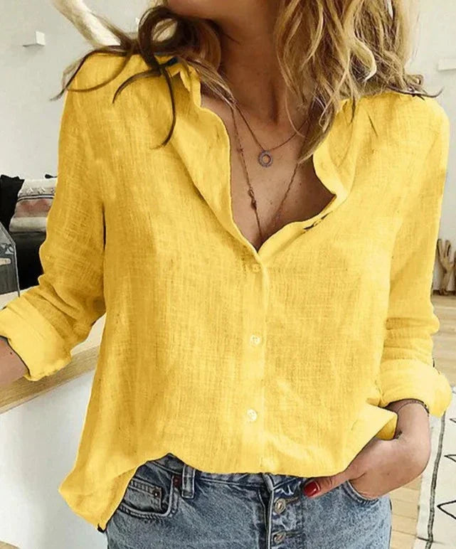 Avery | Dames Overhemd met Knopen Lange Mouwen Vogelprint Blouse