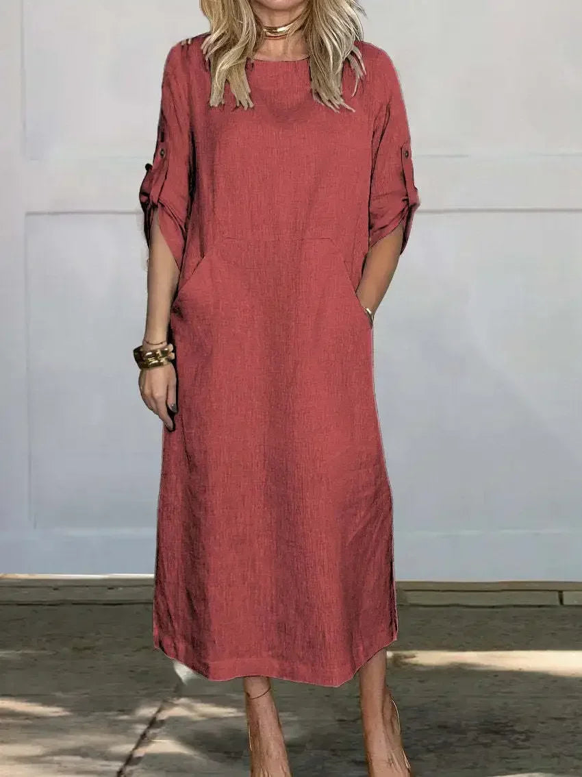 Poppy | Vrouwen A-Lijn Losse Pasvorm Draped Jurk Avond