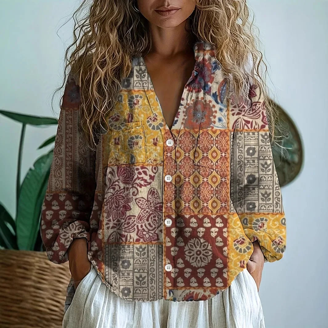 Martha™ | Ontspannen Blouse met Natuurprint