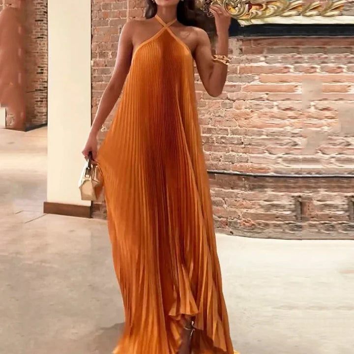 Carmen | Vrouwen Trouwen Gast Geplooide Halter Maxi Jurk Avond