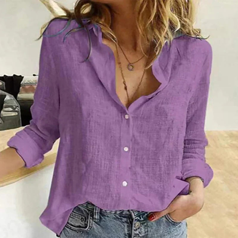 Avery | Dames Overhemd met Knopen Lange Mouwen Vogelprint Blouse