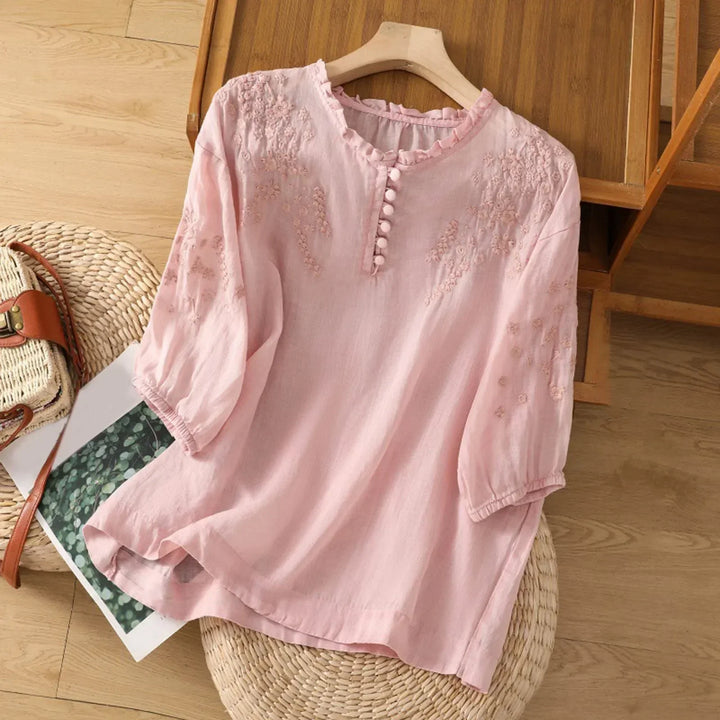 Suzanne™ | Bloemen Blouse met Knopen