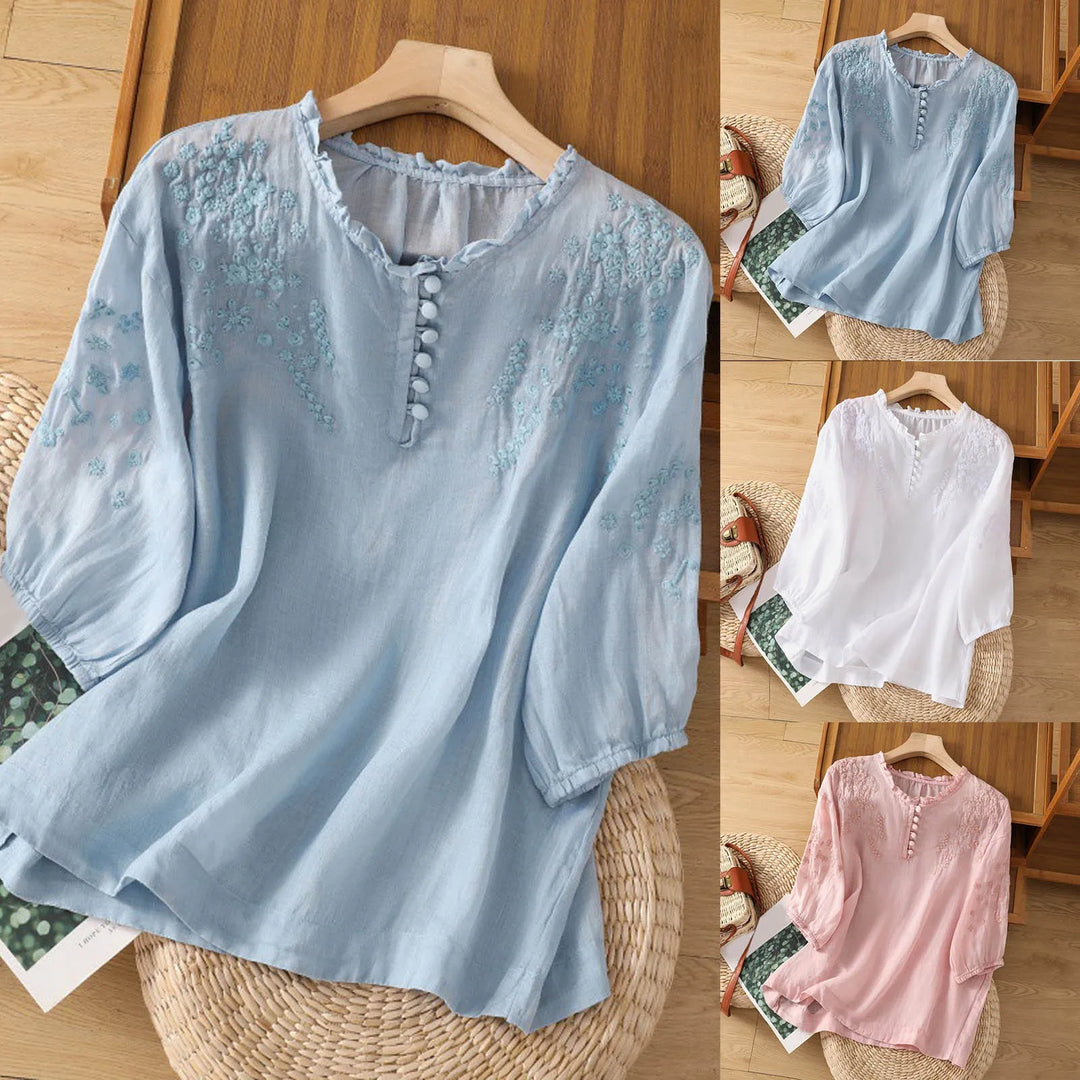Suzanne™ | Bloemen Blouse met Knopen