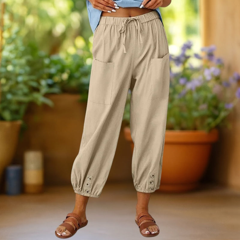 Zara | Cropped Harem Broek met Touwtjes