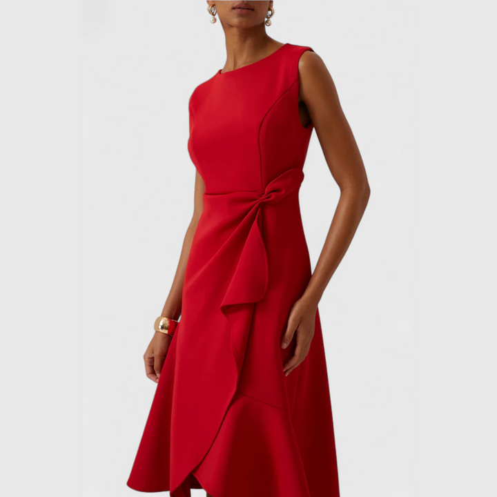 Sheila™ | Gedrapeerde Asymmetrische Midi-jurk