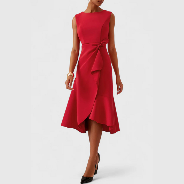Sheila™ | Gedrapeerde Asymmetrische Midi-jurk