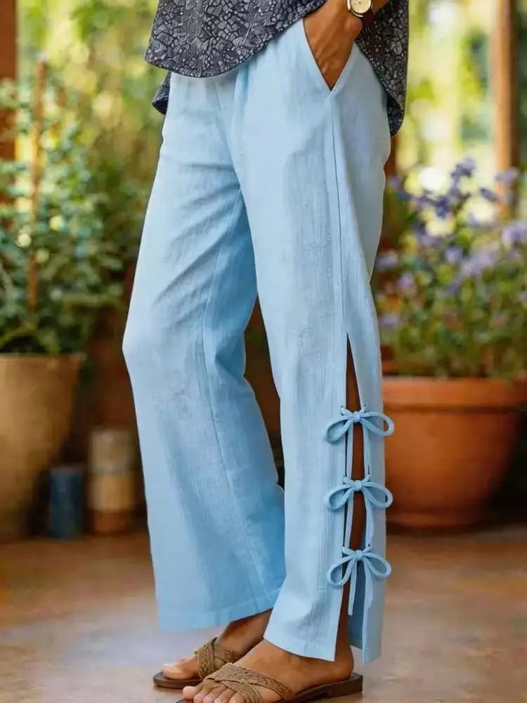 Lyara | Brede Pantalon met Zijsplit