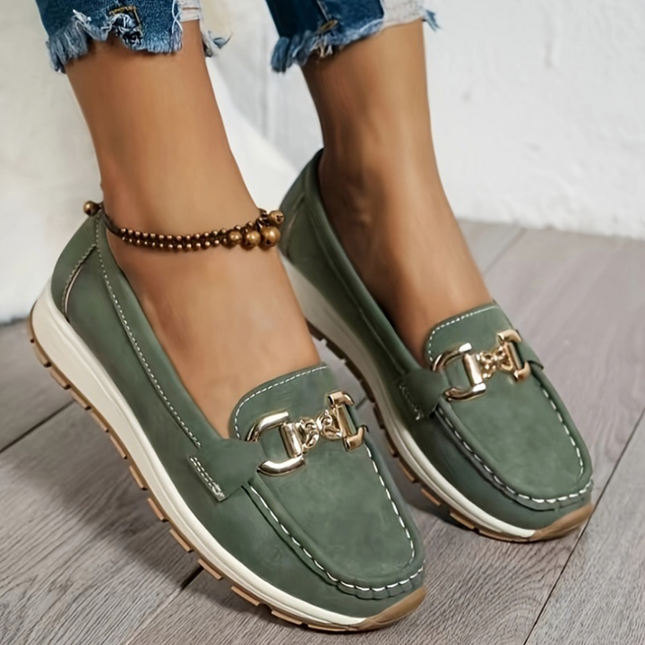Eloise - Groene Gesp Loafers