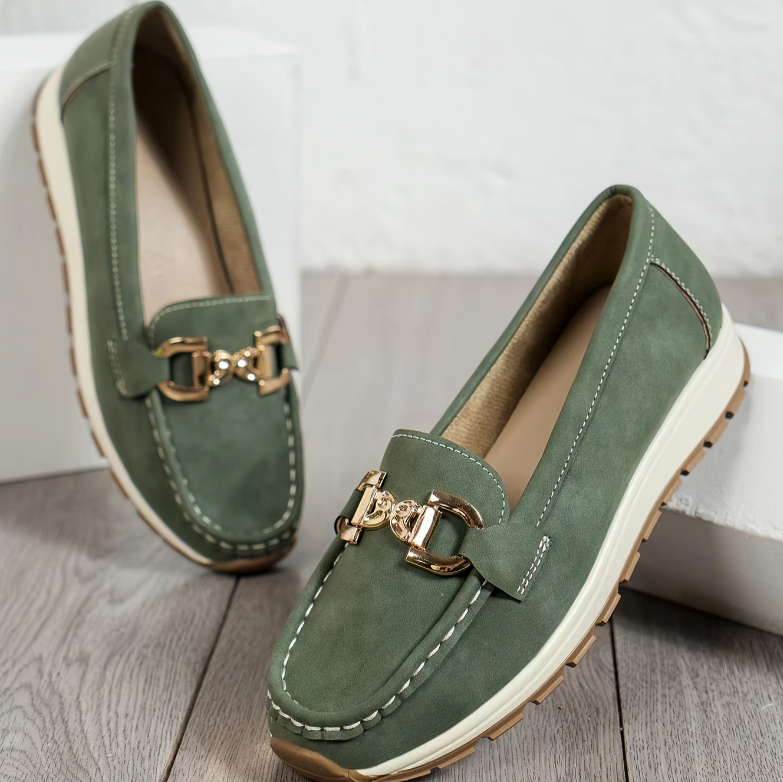 Eloise - Groene Gesp Loafers
